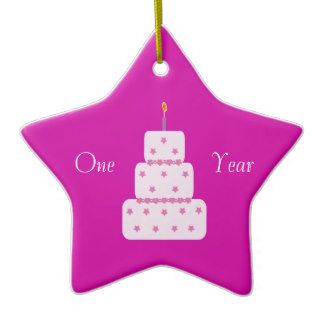 One Year Sobriety Birthday Cake Customizable Pink Christmas Ornament