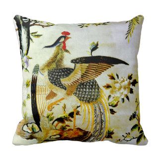 Glorious phoenix antique Chinese embroidery Pillow