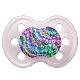Girly bright abstract pink teal knitting swirls pacifier