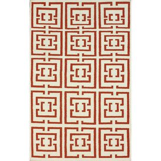 Nuloom Handmade Kilim Flat Weave Maze Rust Wool Rug (76 X 96)