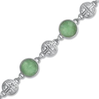 Green Jade Medallion Bracelet in Sterling Silver 7.75   Zales