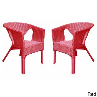 Rattan Living Outdoor Colorful Rattan Chairs (set Of 2)