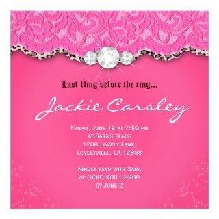 Lace Bachelorette Birthday Party Pink Leopard Personalized Invites