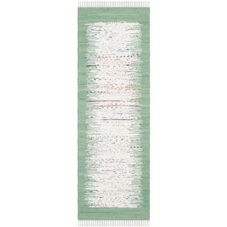 Safavieh Hand woven Montauk Ivory/ Green Cotton Rug (23 X 7)