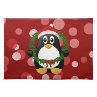 Fun and Festive Cartoon Penguin Christmas Placemat