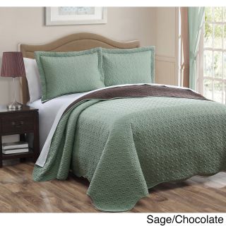 Private Label Dayton 3 piece Polyester Reversible Quilt Set Brown Size King