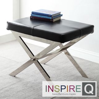 Inspire Q Southport Black Bonded Leather 22 inch Metal Bench