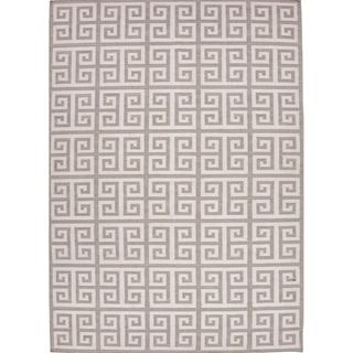 Durable Handmade Flat weave Geometric pattern Gray/ Black Rug (36 X 56)