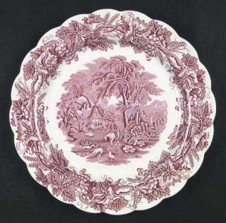 Booths British Scenery Pink Dinner Plate, Fine China Dinnerware   Pink Grapevine