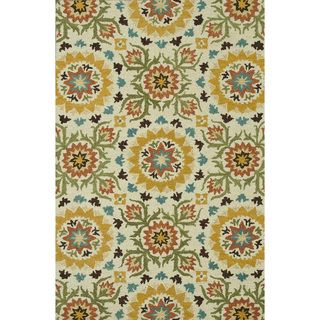 Alexander Home Hand tufted Meadow Ivory/ Green Wool Rug (710 X 110) Green Size 8 x 10