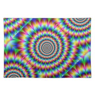 Holographic Optical Illusion Spiral Disco Rainbow Placemats