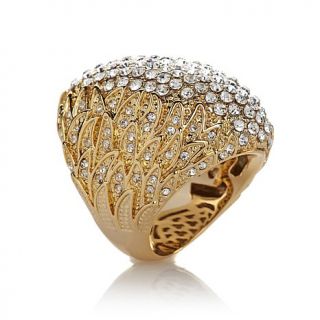 Joan Boyce "Always Glamorous" Crystal Leaf Design Ring