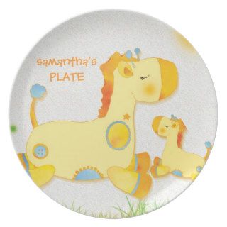 Mom & Baby Giraffes Cute New Baby Gift Plates