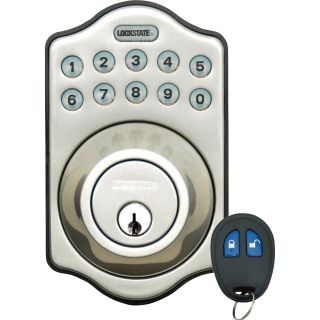 Electronic Deadbolt with Remote and Keys — Satin Silver Finish, Model# LS-DB500R-SN  Door Locks