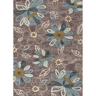 Hand tufted Transitional Floral Pattern Brown Rug (5 X 76)