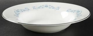 Wedgwood Josephine Blue Rim Soup Bowl, Fine China Dinnerware   Blue Flowers And