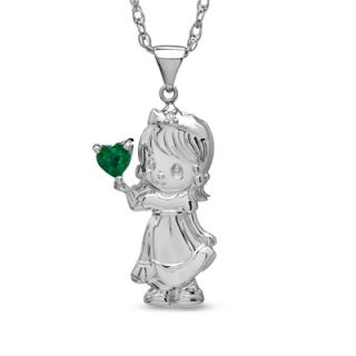 Precious Moments® Heart Shaped Lab Created Emerald and Diamond Accent