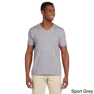 Gildan Mens Softstyle V neck T shirt Grey Size XXL