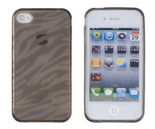 Grey Zebra Striped Flexi TPU Case for Apple iPhone 4, 4G (Only Fits AT&T version) Cell Phones & Accessories