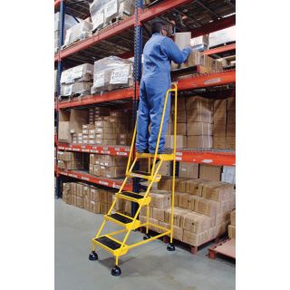 Vestil Commercial Rolling Ladder — Spring Loaded, 5 Steps, Model# LAD-5-Y  Rolling Ladders   Platforms