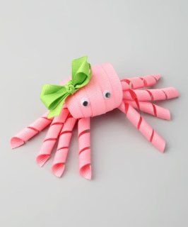 Cutie Pie Pink and Green Crab Hair Bow  Hair Clips  Beauty