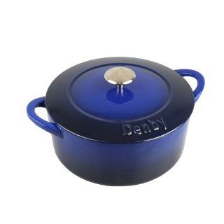 Denby CII 588 Cast Iron Round Covered Casserole, 3 Liter, Blue Denby Cookware Kitchen & Dining