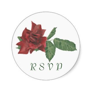 Dark Red Rose RSVP Stickers