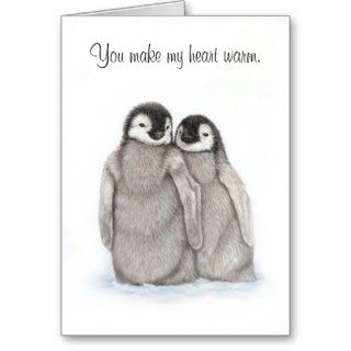Penguin Warm Heart Valentines Card