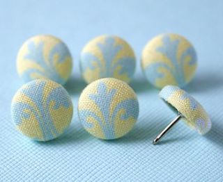 large fabric covered push pins by hollie lollie