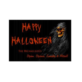 Scary Hairy Skull Happy Halloween Yard Sign