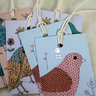 set of six bird and floral gift tags by lil3birdy