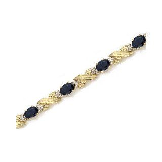10K Yellow Gold Oval Sapphire and Diamond Bracelet by Jewelry Mountain Jewelry