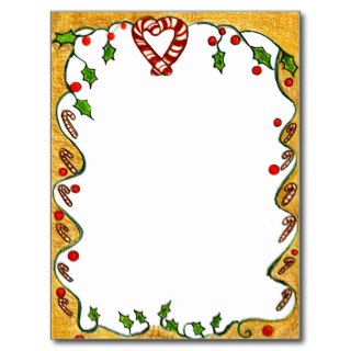 Christmas Border, Peppermints, Holly, Heart Postcards