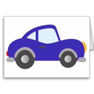 Blue Cartoon Coupe Car Greeting Card