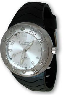 Cousteau C021  Watches,Womens  exploration ladies 100 m blk rubber strap Stainless Steel, Casual Cousteau Quartz Watches
