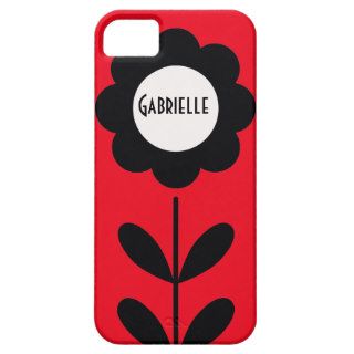 Retro Flower for Custom Name Bright Red Background iPhone 5 Cover