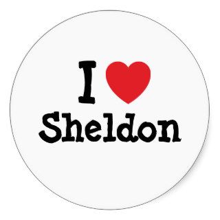I love Sheldon heart custom personalized Round Stickers