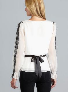 Adrianna Papell Tie Front Lace Sleeve Cowl Neck Blouse Adrianna Papell Long Sleeve Shirts