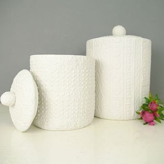 white patterned ceramic storage jar by deservedly so