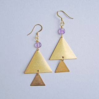 simone amethyst triangle earrings by eclectic eccentricity