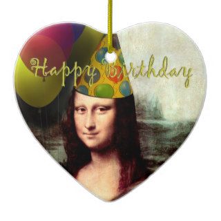 Happy Birthday Mona Lisa Christmas Ornaments