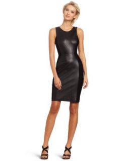 Cynthia Rowley Women's Leather Knit Tank Dress, Black, 0