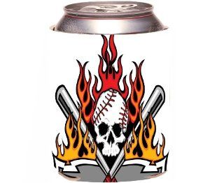 Rikki KnightTM Softball Baseball Skull Tattoo Design Drinks Cooler Neoprene Koozie Kitchen & Dining