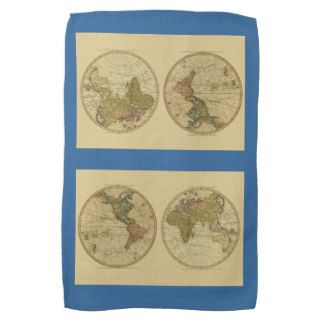 Antique 1786 World Map by William Faden Kitchen Towel