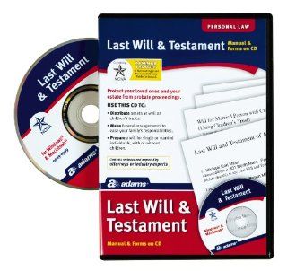 Adams Prepare A Last Will and Testament Software, CD Version includes e Book (ALC602)  Legal Forms 