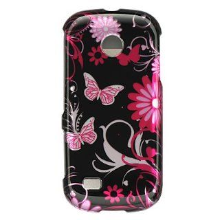 Samsung Eternity II A597 Crystal Design Case   Pink Butterfly Design Cell Phones & Accessories