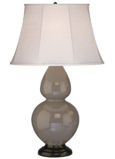 Robert Abbey 1750 Lamps with Ivory Stretched Fabric Shades, Smokey Taupe/Antique Silver Finish   Table Lamps  