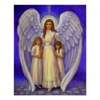 Victorian angel art poster girls children guardian