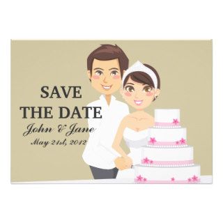 Cutting Wedding Cake Custom Invitations
