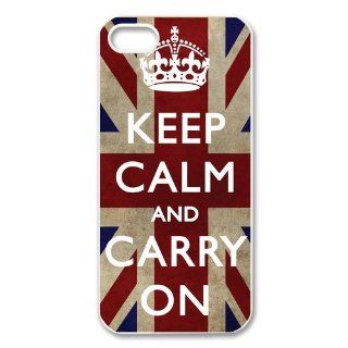 KEEP CALM AND Carry On UK Flag (White) Case for iPhone 5 / iPhone 5 Case Hard Cases / iPhone 5 Design and Made to Order / Custom Case Cell Phones & Accessories